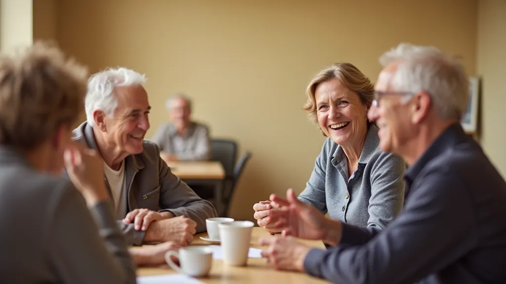 Engaged senior community members enjoying social activities together