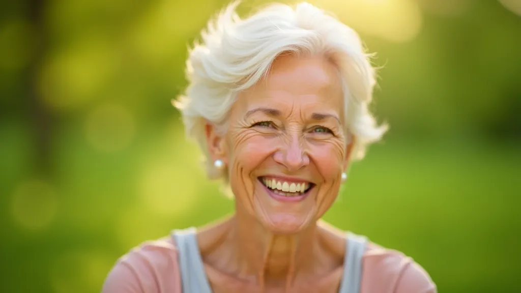 Senior woman smiling confidently outdoors