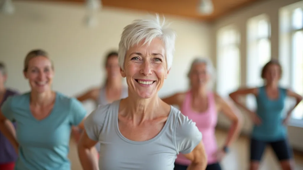 Senior woman exercising with proper form in fitness setting
