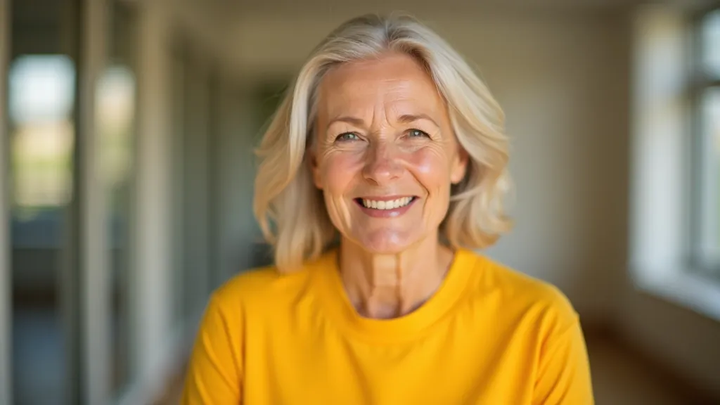 Woman smiling during community workshop in bright modern center